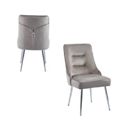 ZIP DESIGN CHIARS WITH MOCHA VELVET AND SILVER FINISHING .MEASURING 55X48X93CM