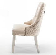 SILLÓN ANILLO ACOLCHADO EN TERCIOPELO BEIGE Y PATAS PLATEADAS.