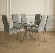 TOLIA CHAIRS IN GREY VELVET IN SILVER FEETS.MEASURING 39.5X39X95CM