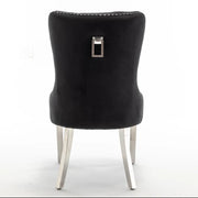 RECTANGLE HANDLE CHAIR IN BLACK VELVET AND SILVER FEETS