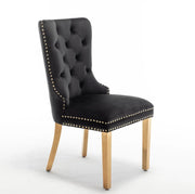 RECTANGLE HANDLE CHAIR IN BLACK VELVET AND GOLD FEETS