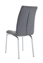 SILLAS EMMA CON TERCIOPELO GRIS Y PATAS PLATEADAS QUE MIDEN 42X41X94CM