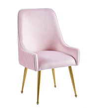 SILLAS DE LUJO CON TERCIOPELO ROSA Y PATAS DORADAS QUE MIDEN 56X48X93CM