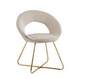 SILLAS DE DISEÑO BUBBLE CON PATAS DORADAS Y TERCIOPELO BLANCO HUESO.