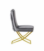 GABRIELLE CHAIRS WITH GOLD LEGS AND ANTHRACITE/DARK GREY VELVET MEASURING 53X49X95CM