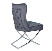 GABRIELLE CHAIRS WITH SILVER LEGS AND ANTHRACITE/DARK GREY VELVET MEASURING 53X49X95CM 53X49X95CM