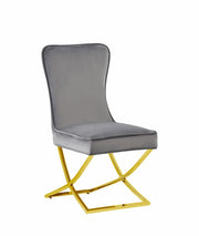 GABRIELLE CHAIRS WITH GOLD LEGS AND ANTHRACITE/DARK GREY VELVET MEASURING 53X49X95CM