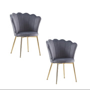 NYMPHEA CHAIRS WITH GREY VELVET WITH GOLD FEETS MEASURING 50X44X85CM