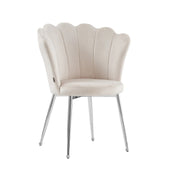 NYMPHEA CHAIRS WITH SILVER FEETS IN BEIGE VELVET.MEASURING 44X50X85CM