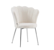 NYMPHEA SILVER FEETS CHAIRS WITH PADDED TEDDY FABRIC MEASURING 50X44X85CM