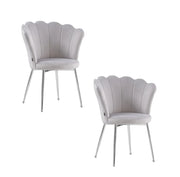 SILLAS NYMPHEA CON PATAS PLATEADAS EN TERCIOPELO GRIS. MEDIDAS: 44X50X85CM