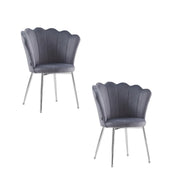 SILLAS NYMPHEA CON PATAS PLATEADAS Y TERCIOPELO PLATEADO. MEDIDAS: 44X50X85CM
