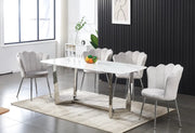 NYMPHEA CHAIRS WITH SILVER FEETS IN BEIGE/OFF WHITE VELVET.MEASURING 44X50X85CM