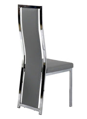 SILLAS DANA EN PIEL SINTÉTICA GRIS CON PATAS PLATEADAS DE 41X40X109CM