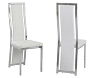 DANA CHAIRS IN WHITE FAUX LEATHER WITH SILVER FEETS.MEASURING 41X40X109CM