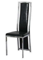 DANA CHAIR IN BLACK CROCODILE-EFFECT FAUX LEATHER WITH SILVER FEETS .MEASURING 41X40X109CM