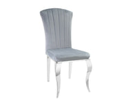 LOUIS CHAIR WITH GREY VELVET AND SILVER FEETS.