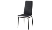 TOLIA CHAIR IN BLACK AND WHITE FAUX LEATHER WITH BLACK FEETS.