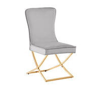 SILLAS GABRIELLE CON PATAS DORADAS Y TERCIOPELO GRIS, DE 53X49X95CM