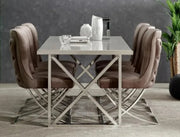 GABRIELLE CHAIRS WITH SILVER FEETS WITH TAUPE VELVET MEASURING 53X49X95CM
