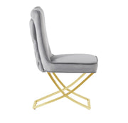 SILLAS GABRIELLE CON PATAS DORADAS Y TERCIOPELO GRIS, DE 53X49X95CM