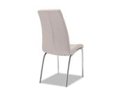 SILLA EMMA EN POLIPIEL TOPO CON PATAS PLATEADAS, MEDIDAS 42X41X94CM