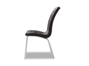 EMMA CHAIR IN BLACK FAUX LEATHER WITH SILVER FEETS MEASURING 42X41X94CM