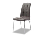 SILLAS EMMA EN POLIPIEL GRIS CON PATAS PLATEADAS DE 42X41X94CM
