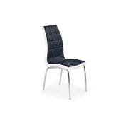 EMMA CHAIR IN BLACK AND WHITE FAUX LEATHER WITH SILVER FEETS MEASURING 42X41X94CM