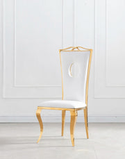 ROYAL CHAIR WITH GOLD FEETS AND WHITE LEATHER FINISHING.