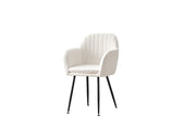 SILLÓN KANVAS CON TAPIZADO TEDDY Y PATAS DE METAL NEGRO.