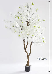 ARTIFICIAL CHREEY BLOSSOM TREE WITH WHITE FLOWERS POT INCLUDED MEASURING 190CM