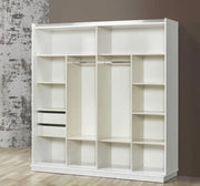 CRISTAL WARDROBE IN SILVER AND WHITE FINISHING WITH 2 SLIDING DOORS  WITH MIRROR.MEASURING 200X62X210CM