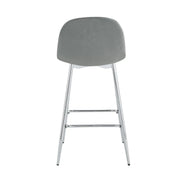 SCANDINAVIAN BAR STOOL WITH SILVER LEGS IN GREY VELEVT.