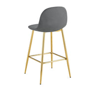 SCANDINAVIAN BAR STOOL WITH GOLD LEGS IN ANTHRACITE VELEVT.