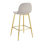 SCANDINAVIAN BAR STOOL WITH GOLD LEGS IN TAUPE  VELEVT.