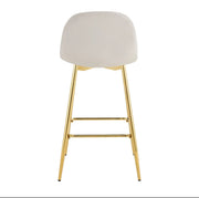 SCANDINAVIAN BAR STOOL WITH GOLD LEGS IN BEIGE VELEVT.