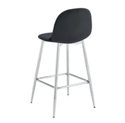SCANDINAVIAN BAR STOOL WITH SILVER LEGS IN BLACK VELEVT.