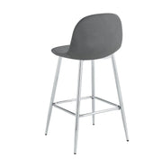 SCANDINAVIAN BAR STOOL WITH SILVER LEGS IN ANTHRACITE VELEVT.