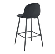 SCANDINAVIAN BAR STOOL WITH BLACK METAL LEGS IN BLACK VELEVT.