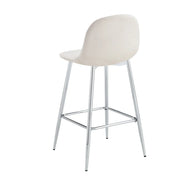 SCANDINAVIAN BAR STOOL WITH SILVER LEGS IN BEIGE VELEVT.