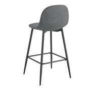SCANDINAVIAN BAR STOOL WITH BLACK METAL LEGS IN ANTHRACITE VELEVT.