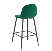 SCANDINAVIAN BAR STOOL WITH BLACK METAL LEGS IN GREEN VELEVT.