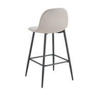 SCANDINAVIAN BAR STOOL WITH BLACK METAL LEGS IN TAUPE VELEVT.