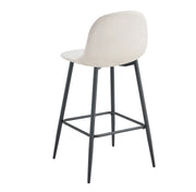 SCANDINAVIAN BAR STOOL WITH BLACK METAL LEGS IN BEIGE VELEVT.