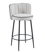 CATHY BAR STOOL WITH BLACK METAL LEGS IN OFF WHITE/BEIGE SEATING WITH BLACK FINISHING 3D FABRIC