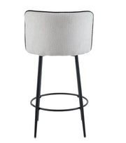 CATHY BAR STOOL WITH BLACK METAL LEGS IN OFF WHITE/BEIGE SEATING WITH BLACK FINISHING 3D FABRIC