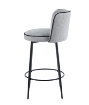 CATHY BAR STOOL WITH BLACK METAL LEGS IN GREY FABRIC WITH BLACK FINISHING 3D FABRIC
