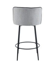 CATHY BAR STOOL WITH BLACK METAL LEGS IN GREY FABRIC WITH BLACK FINISHING 3D FABRIC