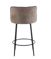 CATHY BAR STOOL WITH BLACK METAL LEGS IN TAUPE FABRIC WITH BLACK FINISHING 3D FABRIC